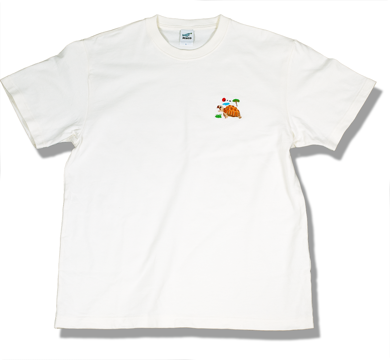 リクガメオーガニックコットン刺繍Tシャツ(8.8oz)