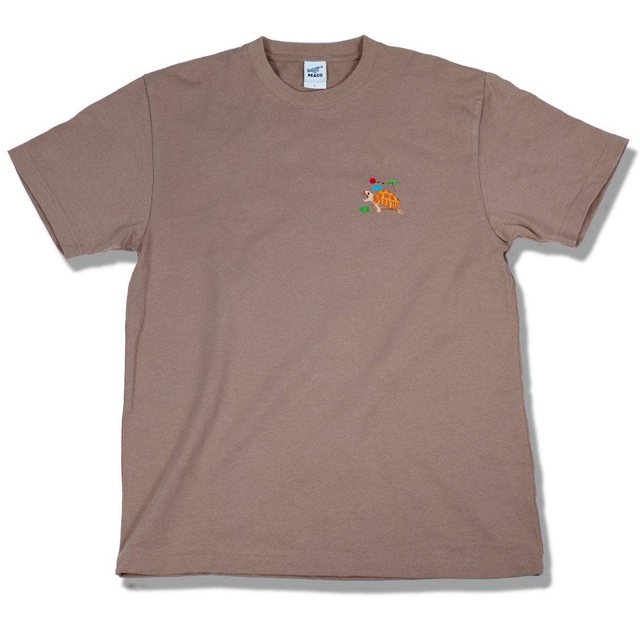リクガメオーガニックコットン刺繍Tシャツ 8.8oz (丈夫で厚めの生地)